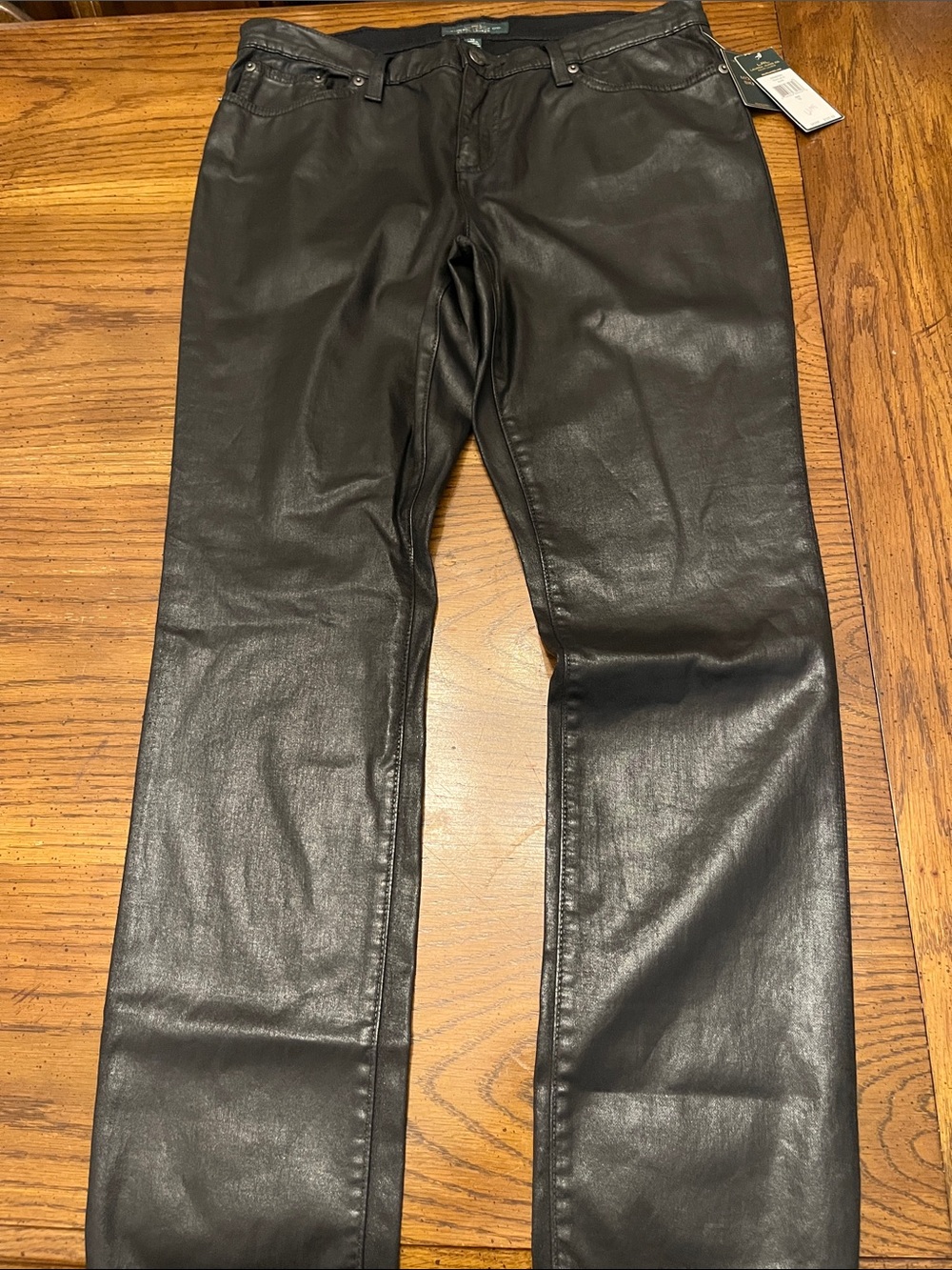 Lauren Ralph Lauren Black Coated Modern Skinny Jeans, size 12, new with tags